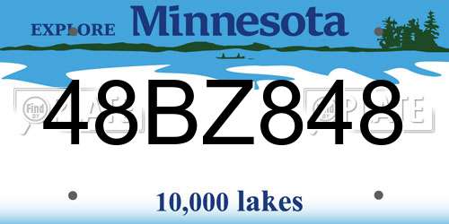 48BZ848 Minnesota License Plate