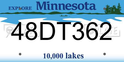 48DT362 Minnesota License Plate