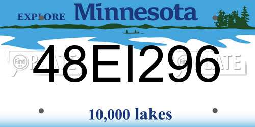 48EI296 Minnesota License Plate