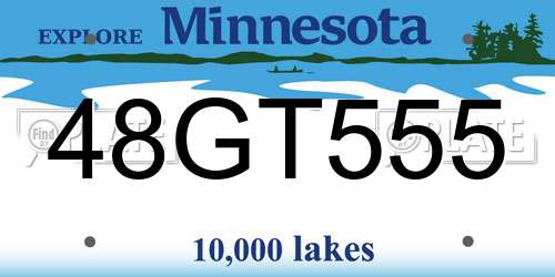 48GT555 Minnesota License Plate