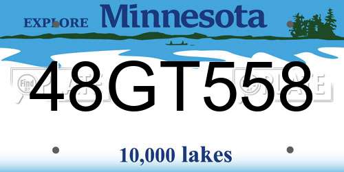 48GT558 Minnesota License Plate