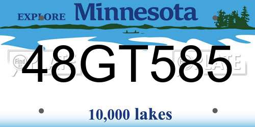 48GT585 Minnesota License Plate