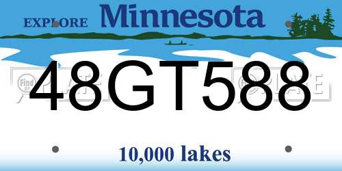 48GT588 Minnesota License Plate