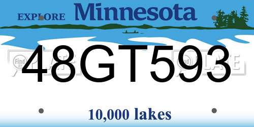 48GT593 Minnesota License Plate