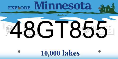48GT855 Minnesota License Plate