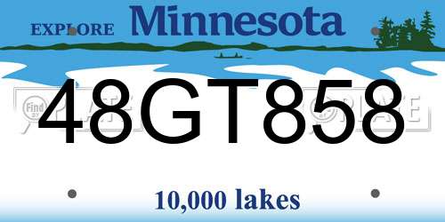 48GT858 Minnesota License Plate