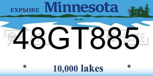 48GT885 Minnesota License Plate