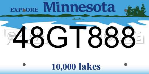 48GT888 Minnesota License Plate