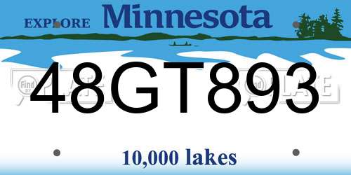 48GT893 Minnesota License Plate