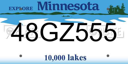 48GZ555 Minnesota License Plate