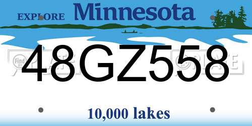 48GZ558 Minnesota License Plate
