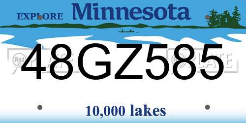 48GZ585 Minnesota License Plate