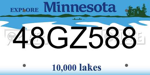 48GZ588 Minnesota License Plate