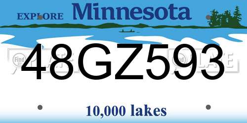 48GZ593 Minnesota License Plate