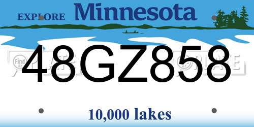 48GZ858 Minnesota License Plate