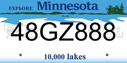 48GZ888 Minnesota License Plate