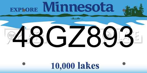 48GZ893 Minnesota License Plate