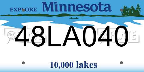 48LA040 Minnesota License Plate
