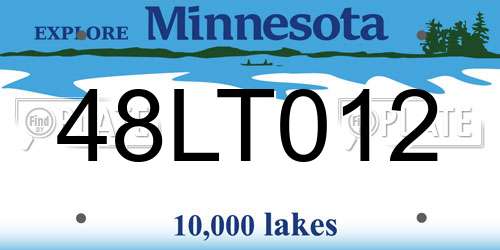 48LT012 Minnesota License Plate