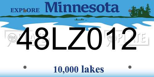 48LZ012 Minnesota License Plate