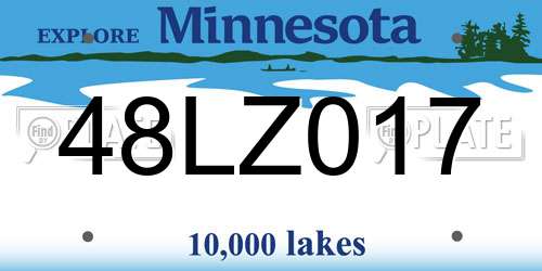 48LZ017 Minnesota License Plate