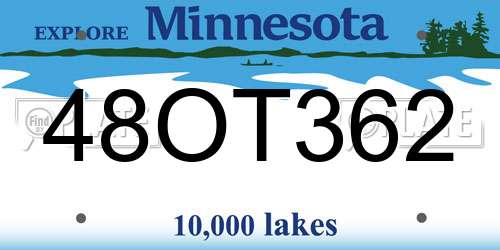48OT362 Minnesota License Plate