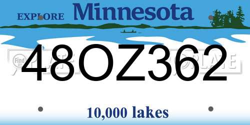 48OZ362 Minnesota License Plate