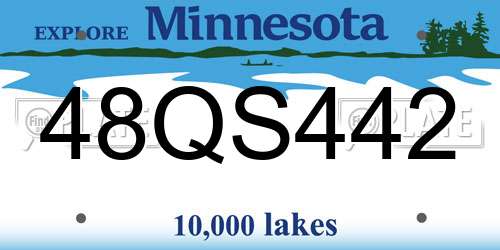 48QS442 Minnesota License Plate