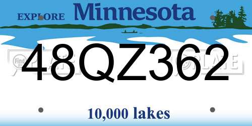 48QZ362 Minnesota License Plate