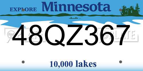 48QZ367 Minnesota License Plate