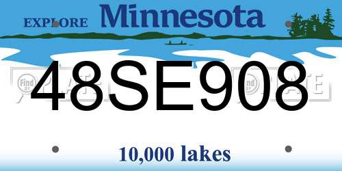 48SE908 Minnesota License Plate