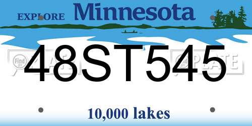 48ST545 Minnesota License Plate