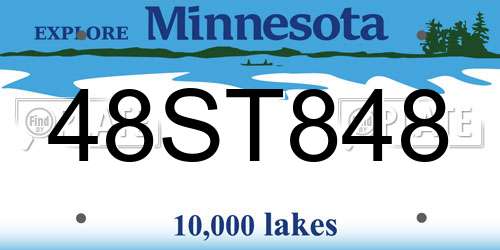 48ST848 Minnesota License Plate