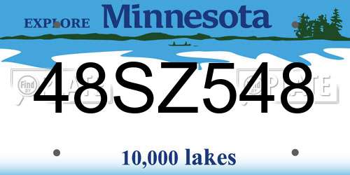 48SZ548 Minnesota License Plate