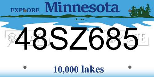 48SZ685 Minnesota License Plate