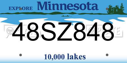 48SZ848 Minnesota License Plate