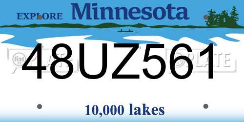 48UZ561 Minnesota License Plate