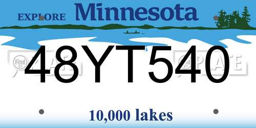 48YT540 Minnesota License Plate