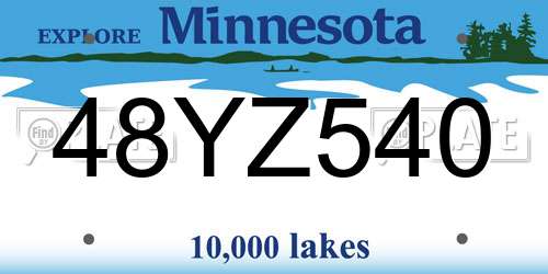 48YZ540 Minnesota License Plate