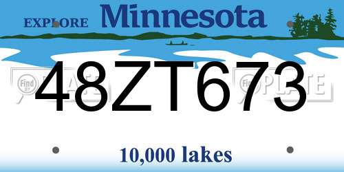 48ZT673 Minnesota License Plate