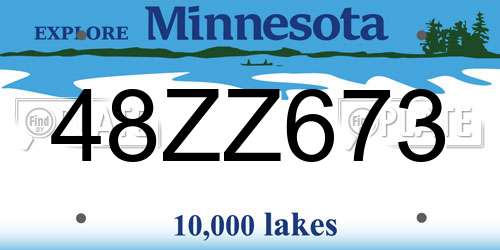 48ZZ673 Minnesota License Plate