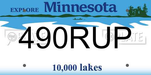 490RUP Minnesota License Plate