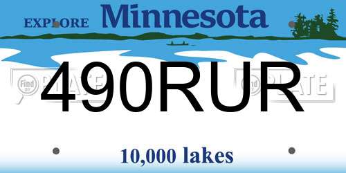 490RUR Minnesota License Plate