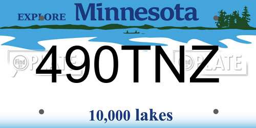490TNZ Minnesota License Plate