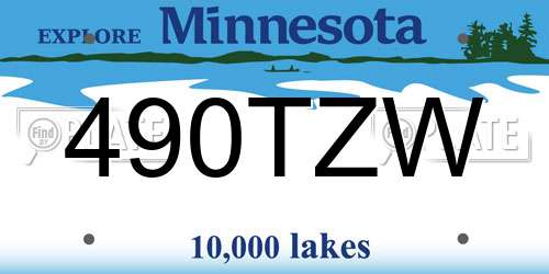 490TZW Minnesota License Plate