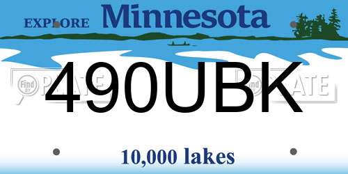 490UBK Minnesota License Plate