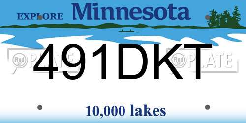 491DKT Minnesota License Plate