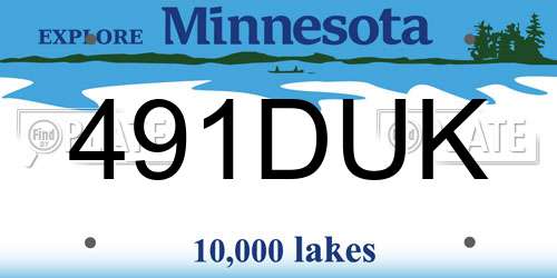 491DUK Minnesota License Plate