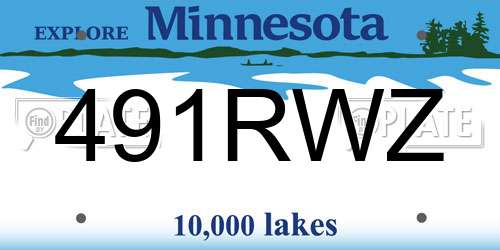 491RWZ Minnesota License Plate
