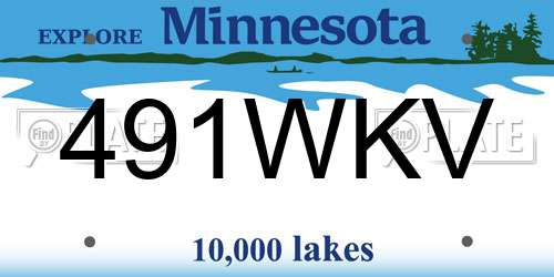 491WKV Minnesota License Plate